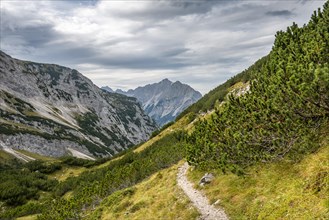Hiking trail with views of Vogelkarspitze and Hintere Schlichtenkarspitze