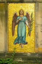 Angel with palm branch and star on gold