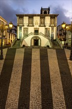 The town hall of Ponta del Gada in the evening