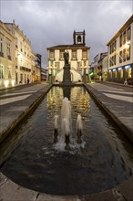 The town hall of Ponta del Gada with fountain in the evening