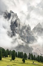 Cloud-covered mountain peaks