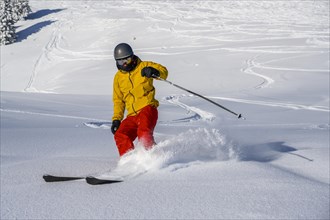 Skiers in deep snow