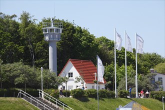 Beach promenade with Baltic Sea border tower