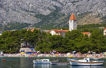 Village view with bathing beach
