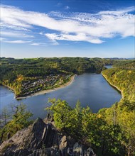 View from the buck rock to the Hohenwarte reservoir in autumn