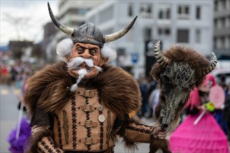 Vikings at the carnival procession of the Maettli Guild in Littau