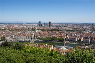 View of Lyon city from the Notre Dame de Fourviere Basilica