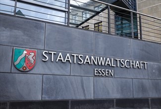 NRW State coat of arms Shield and lettering Public Prosecutor's Office Essen