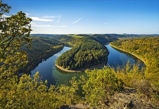 View of the Hohenwarte Reservoir in autumn