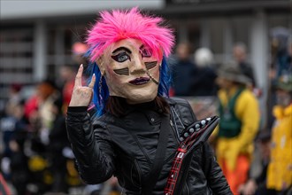 Rockers and punks at the carnival parade of the Maettli Guild in Littau