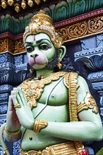 Monkey god Hanuman figure in front of the Shri Krishnan Hindu temple