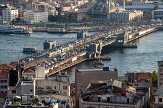 View of the highly frequented Galata Bridge