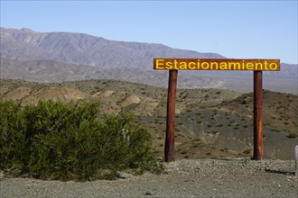 Sign parking lot near Uspallata