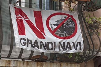 Protest flag against cruise ships in Venice