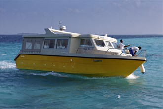 Typical speedboat for transfer of guests between islands and airport