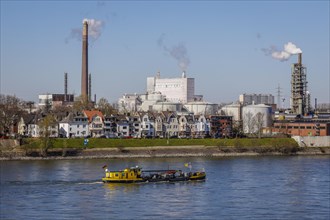 Oil separator ship operates on the Rhine near Duisburg-Homberg