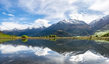 Mountain range reflected in a lake