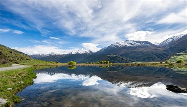 Mountain range reflected in a lake