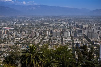 View over Santiago de Chile from the viewpoint Cerro San Cristobal