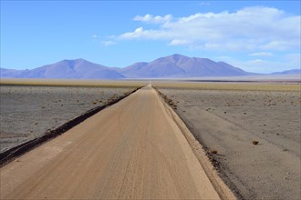 Straight gravel road to Desierto del Diablo