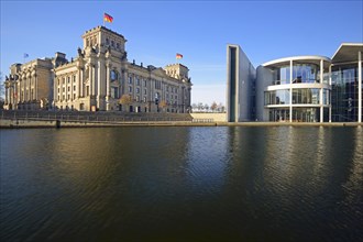 Reichstag and Paul Loebe House on the Spree