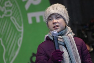 Greta Thunberg gives a speech at the Fridays For Future Demonstration in Hamburg on 21.02.2020