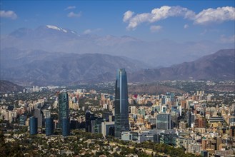 View over Santiago de Chile with Costanera Center Tower from the viewpoint Cerro San Cristobal