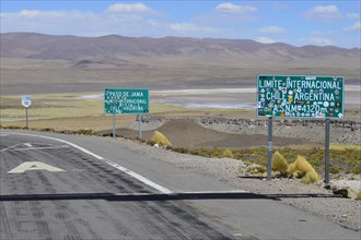 Road signs at the border with Chile