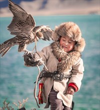 Mongolian falcon hunter