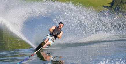 Man drives water ski