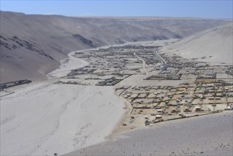 View of settlement in a dry valley