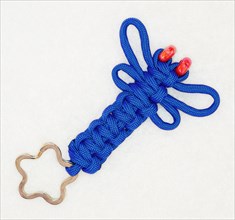 Cradted key ring made of blue paracord