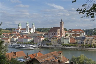 View from Georgsberg over the Danube to the old town with St.Stephan's Cathedral and St.Paul's Parish Church