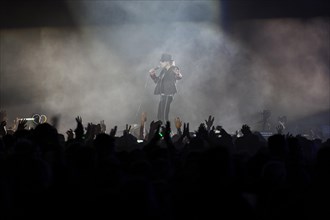 Udo Lindenberg in concert with cheering fans