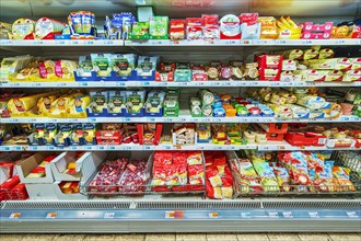 Shelf with cheeses