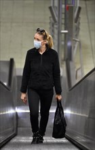 Woman with respirator mask