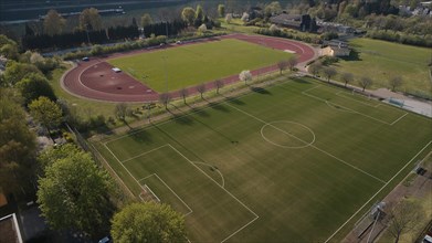 The sports fields near the Rhein-Lahn-Stadium are deserted, due to the corona crisis all sports facilities are currently closed