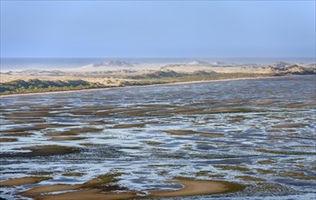 Coastal landscape, beach lagoon with sand dunes
