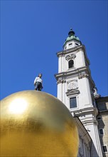 Statue Goldball Salzburg, Chapter Square with Salzburg Cathedral