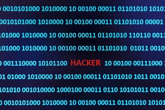 Binary code with the word hacker, Austria