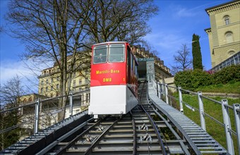 Red carriage of the Bernese Marzili, funicular railway