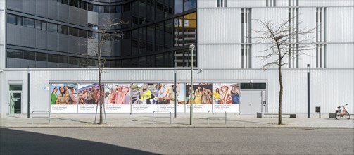 Deserted street in front of the company building of Zalando, Berlin