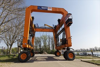 100-ton crane Big Willi, for the transport of yachts from the Rhine to the Boot Duesseldorf trade fair