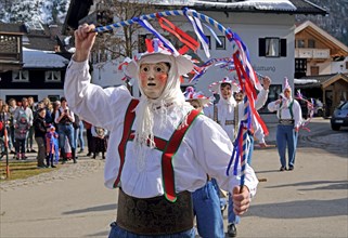 Typical mask in the Maschkera procession at carnival