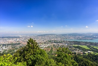 View from the Uetliberg to the city of Zurich and Lake Zurich
