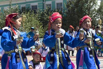Three Mongolian children