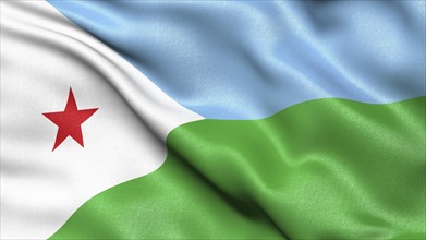 3D illustration of the flag of Djibouti waving in the wind