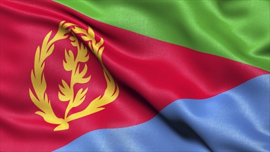 3D representation of the flag of Eritrea waving in the wind
