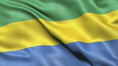 3D representation of the Gabonese flag waving in the wind