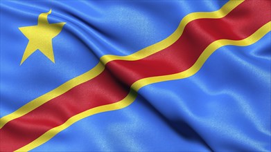 3D illustration of the flag of the Democratic Republic of the Congo waving in the wind